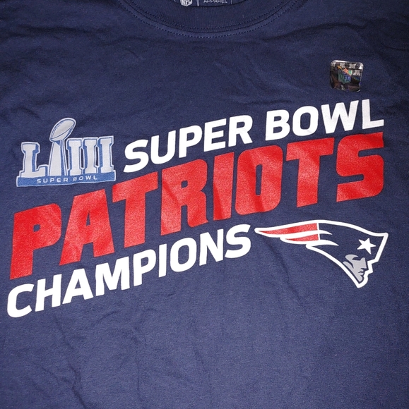 New England Patriots Super Bowl LIII Champions Navy Long Sleeve Shirt Preowned - Picture 2 of 5